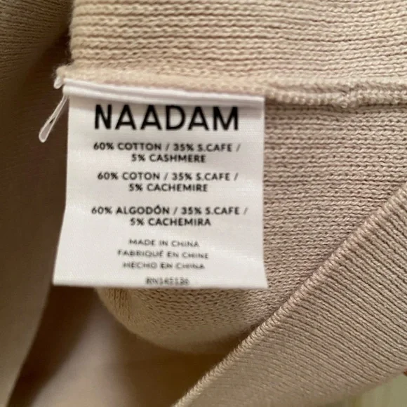 Naadam Sweater cotton silk & cashmere blend bust apx 22 length apx 24 Large - Picture 3 of 4